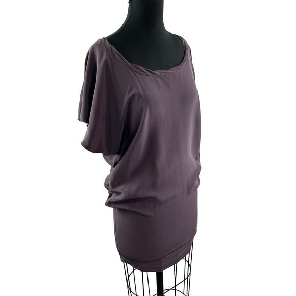 Anthropologie Left of Center Purple Bodycon Dress Boat Neck Short Sleeve M - Picture 4 of 8